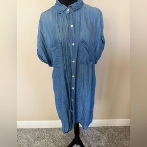 Blue Button-Up Denim Dress